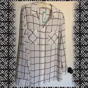 Black, Burgundy and White Blouse